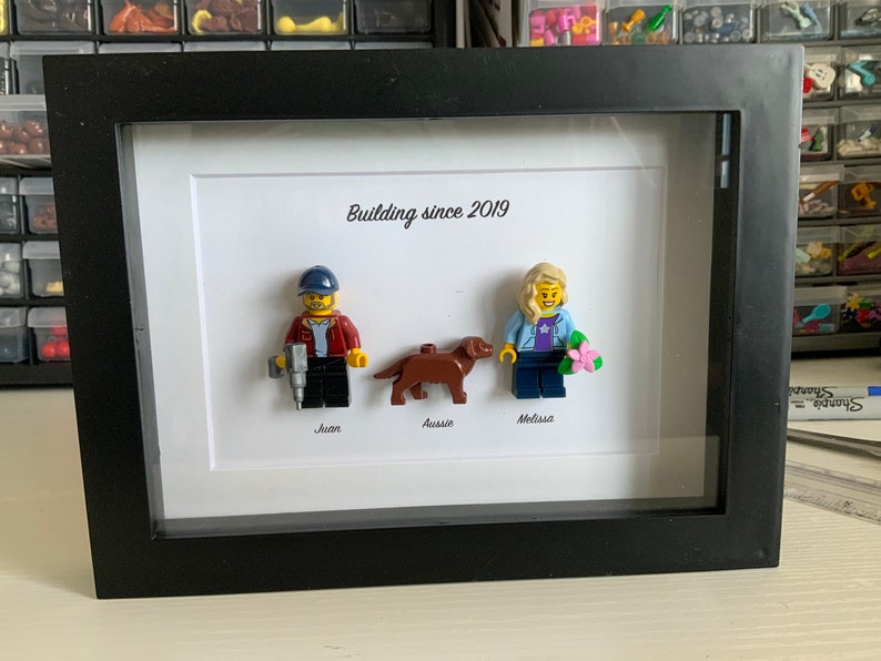 Personalized mini me minifigure frame. For up to 5 figures. Last day for Fathers Day orders : 7 June image 2