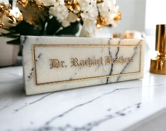 Personalized Handmade Marble Desk Name Plate,Memorial engraved gifts,Customize Office Name Sign,Luxury boss Gift,Office Desk Name Plaque
