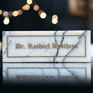 Personalized Handmade Marble Desk Name Plate,Memorial engraved gifts,Customize Office Name Sign,Luxury boss Gift,Office Desk Name Plaque image 2