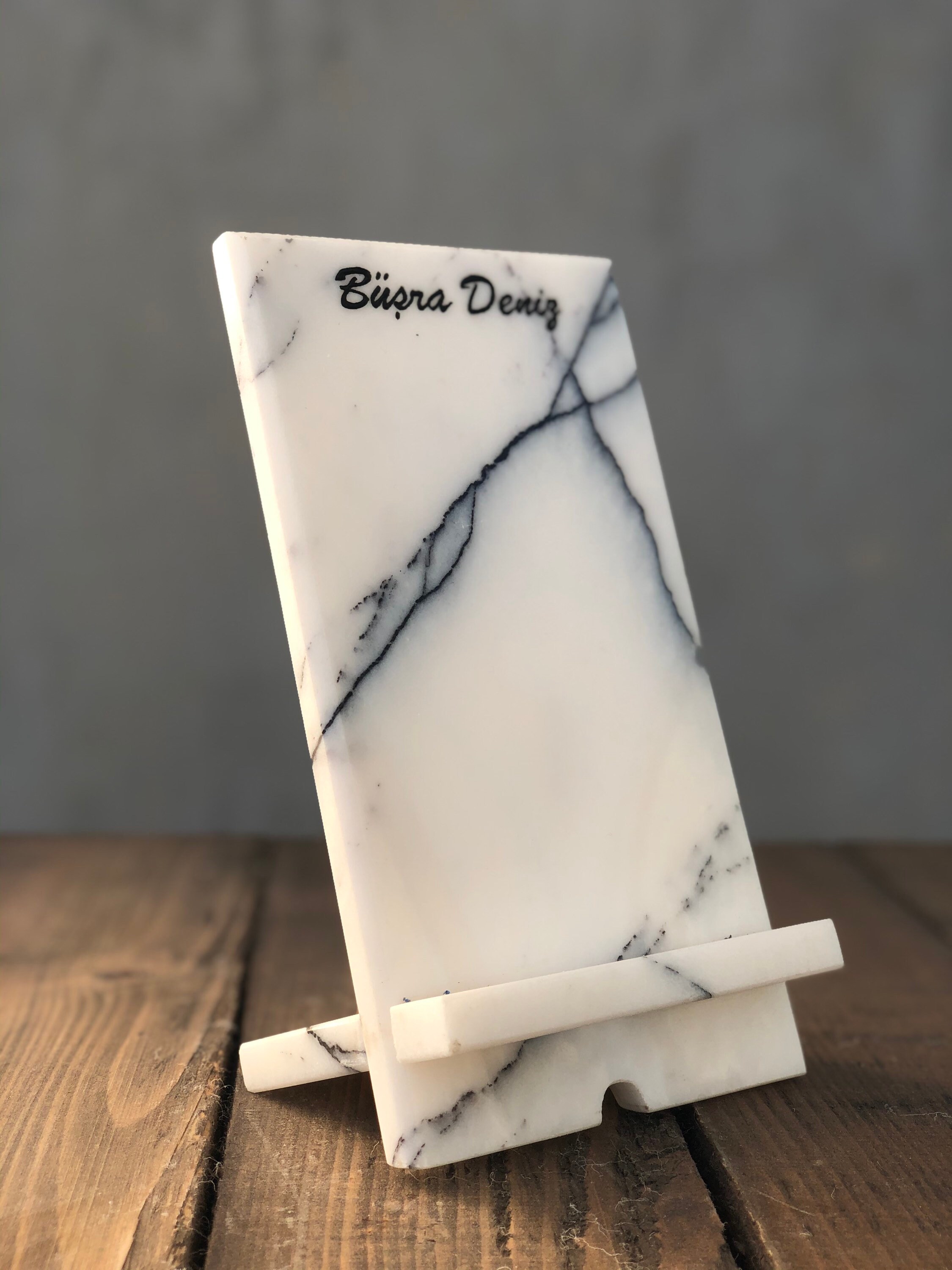 Personalized Natural Marble Cell Phone Stand 2021 Christmas Etsy