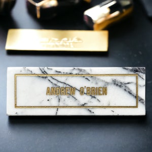 Personalized Handmade Marble Desk Name Plate,Memorial engraved gifts,Customize Office Name Sign,Luxury boss Gift,Office Desk Name Plaque image 4