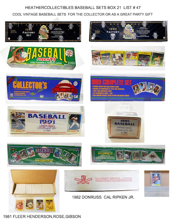 Collectors Baseball Sets From the 1980's and 1990's, Vintage