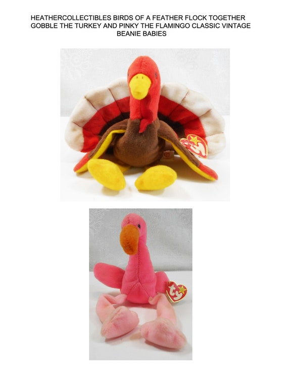 Ty Beanie Babies Gobbles The Turkey And Pinky The Flamingo Etsy Ty Beanie Babies Gobbles The Turkey And Pinky The Flamingo Etsy