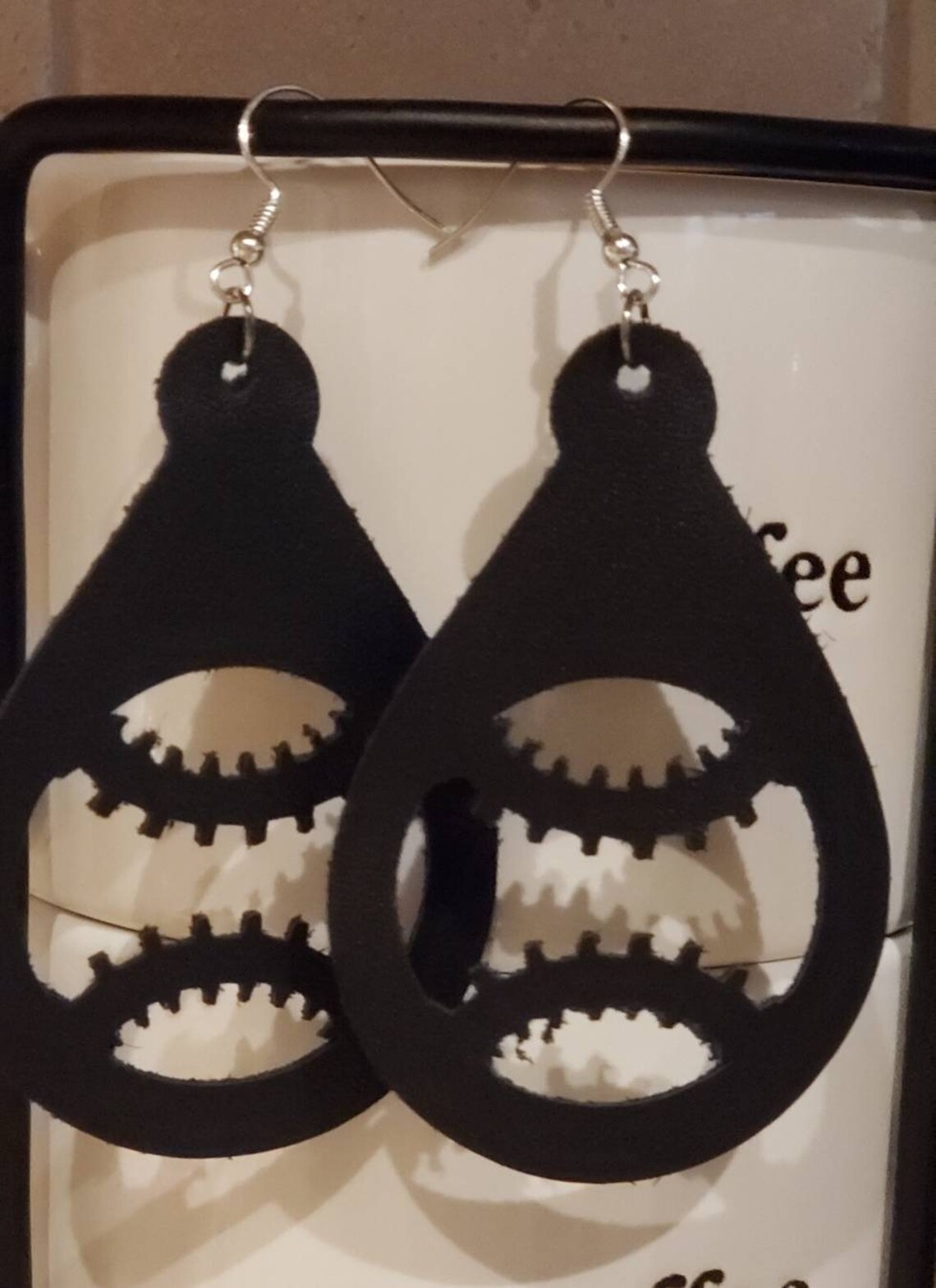 Black Laser Cut Baseball Hoop Earrings Etsy