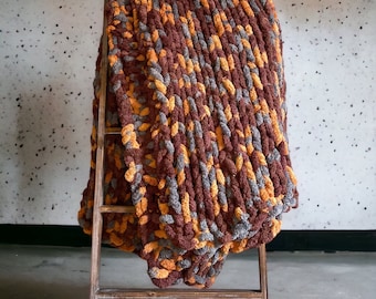 Chunky Knit Blanket- Hand Knit Blanket- Knitted  Blanket- Gift for Friend- Large Knit Blanket-  Oversized Blanket