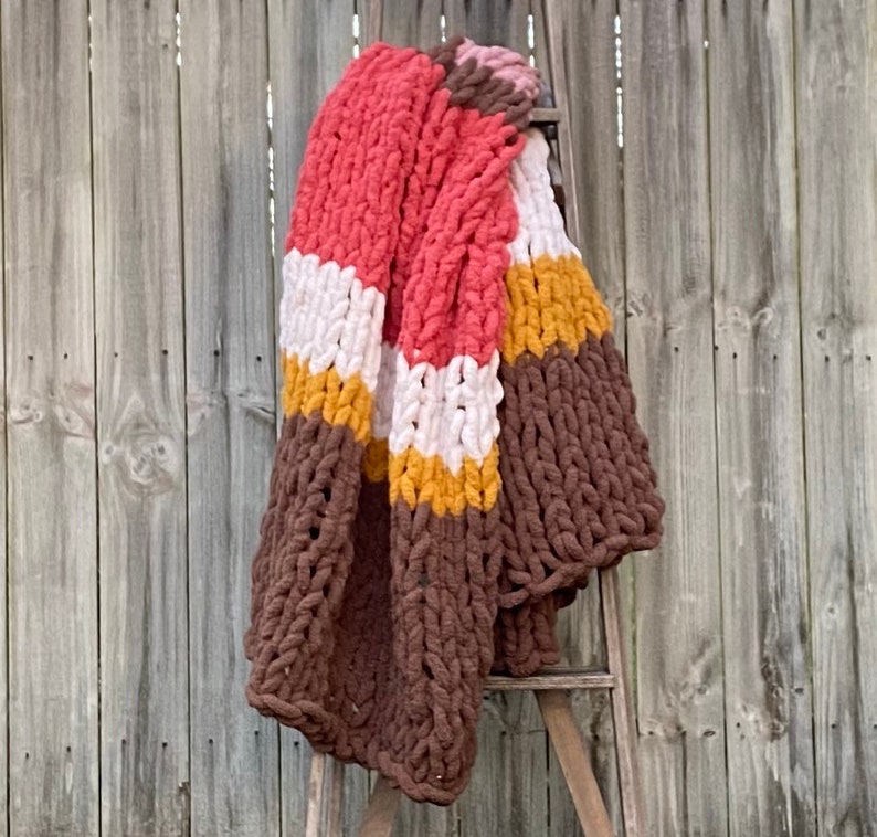 Chunky Knit Blanket Hand Knit Blanket Knitted Blanket Gift for Friend