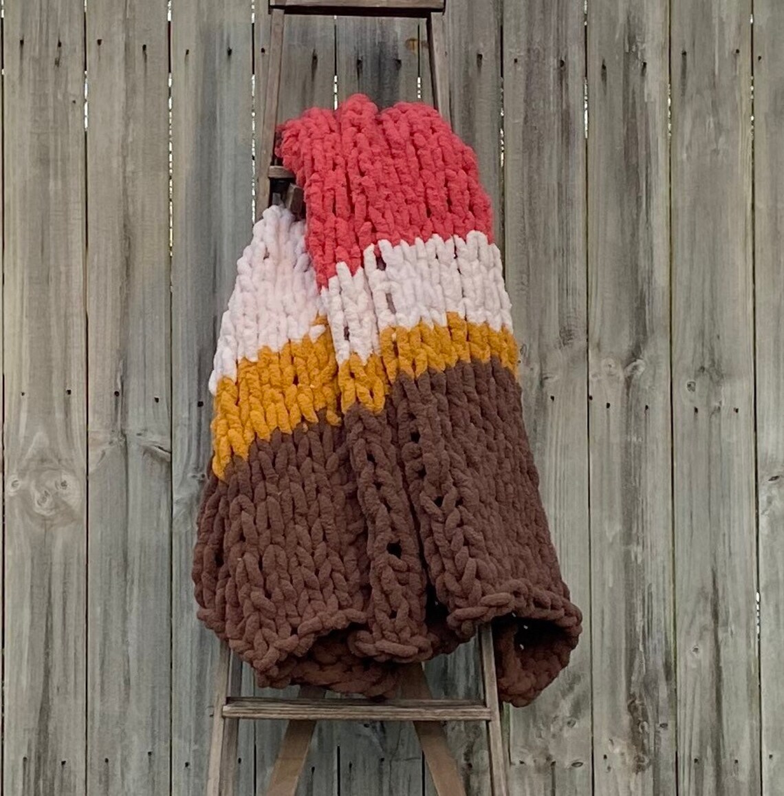 Chunky Knit Blanket Hand Knit Blanket Knitted Blanket Gift for Friend