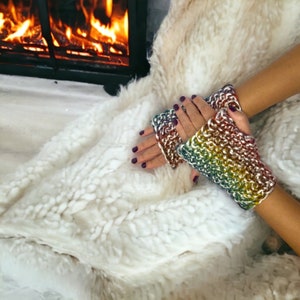 Hand Knit Fingerless Gloves: Acrylic Wrist Warmers