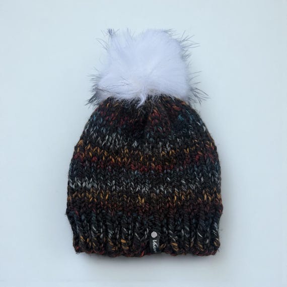 Cozy Knit Beanie with Faux Fur Pom NWT Fur Pom Pom Fleece Lined Beanie, Pom Pom Hat, Knit Beanie  main image 2