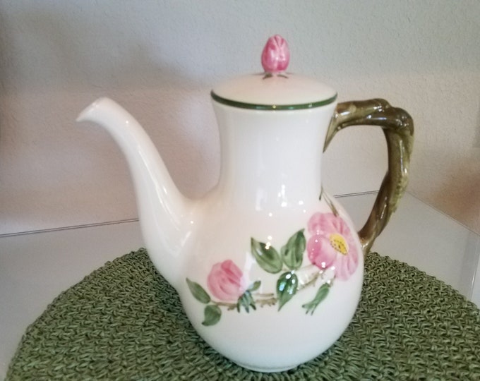 Franciscan Desert Rose Coffee Pot With Green Trim / Beautiful / Circa