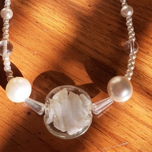 Pearl necklace/Lampwork beaded necklace/wedding beaded choker/pearl choker necklace/white pearl necklace/mom jewelry