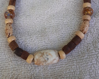 Natural jewelry with Boho charm for nature lovers/Earthy jewelry/Indian  jewelry/beaded choker/Native American beaded choker/wood choker