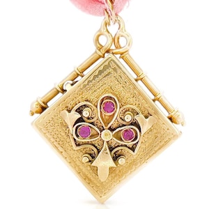 Victorian Ruby Locket, Antique, 14K