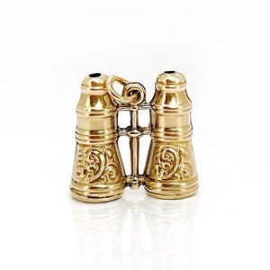 Vintage Gold Binoculars Charm, 14K