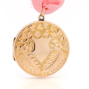 Antique Gold Shield Locket, 9KT Back and Front