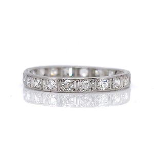 Art Deco Platinum Diamond Eternity Band, Size 6.25