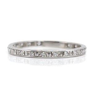 Platinum Art Deco Single Cut Diamond Eternity Band, Size 8.5