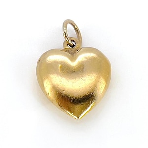 Vintage Gold Puffy Heart Charm, 9K