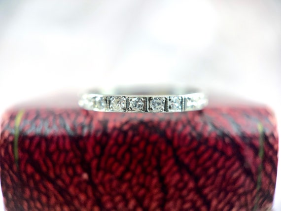 Art Deco Single Cut Diamond Wedding Band, 7.25 - image 2