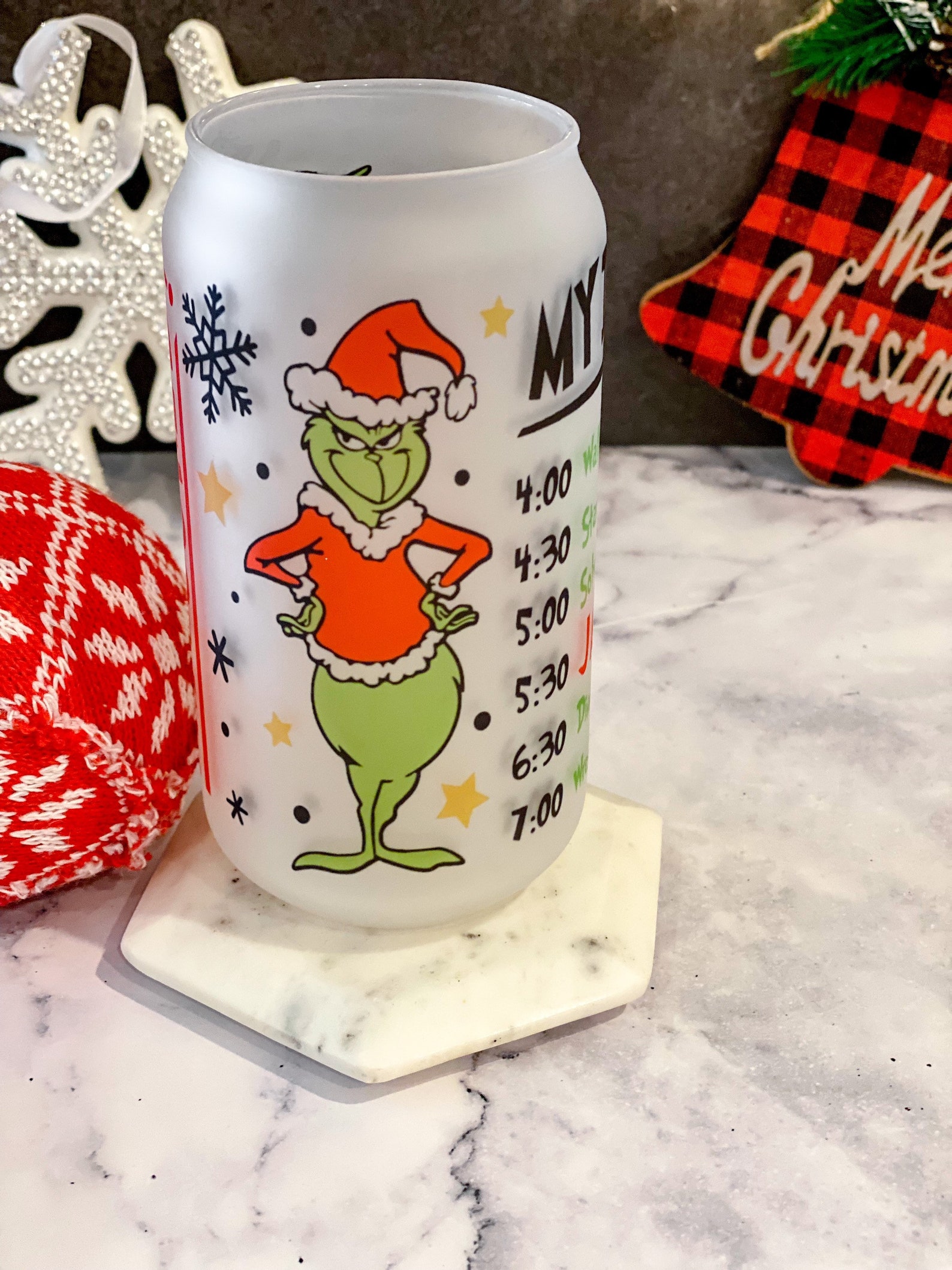 Christmas Beer Can Glass// Sublimated Glass// Beer Can Glass// Etsy