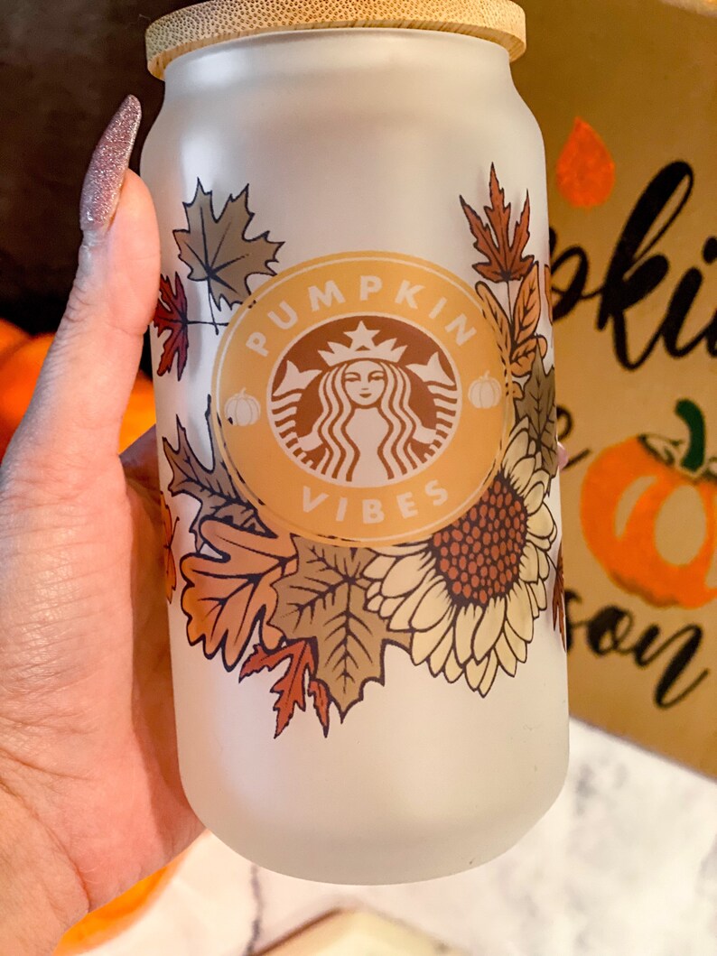 18 Oz Sublimated Beer Can Glass// Fall Cup// Frosted Beer Can Etsy