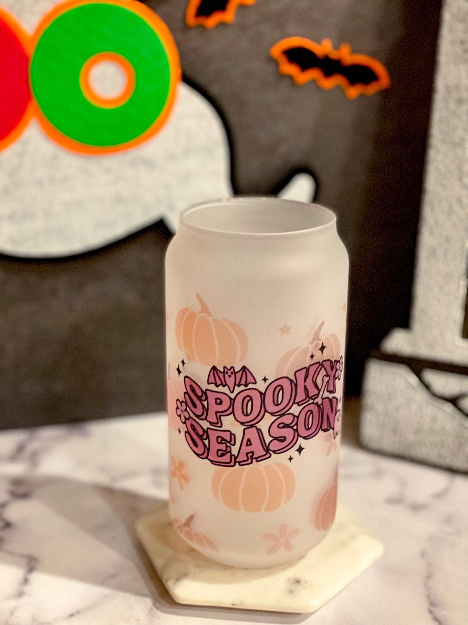 18 Oz Frosted Beer Can Glass// Fall Beer Can Glass// Spooky Etsy