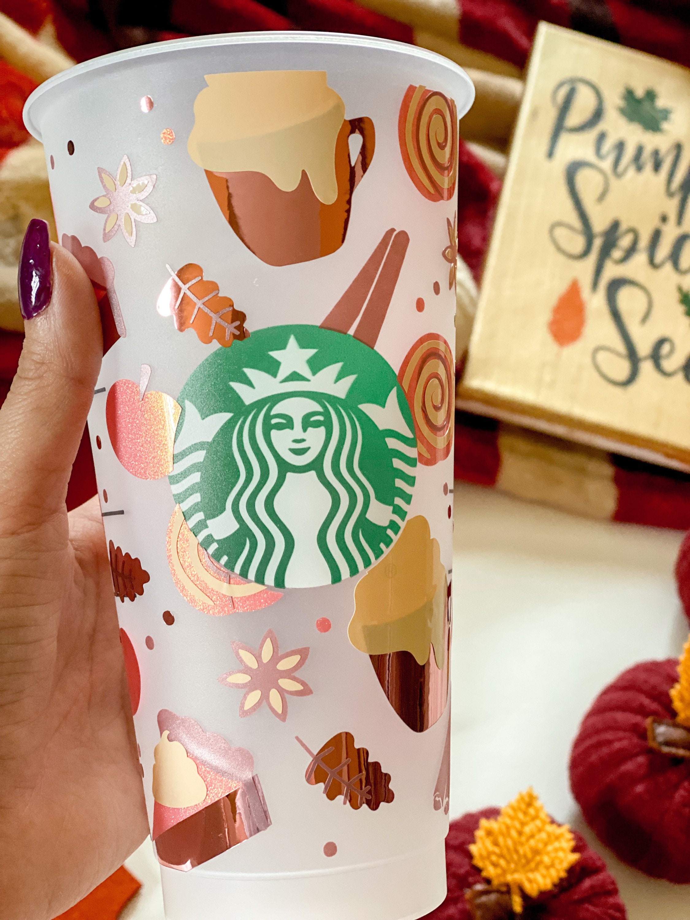 Customized Starbucks Cup// Fall Starbucks Cup// Pumpkin Spice Etsy