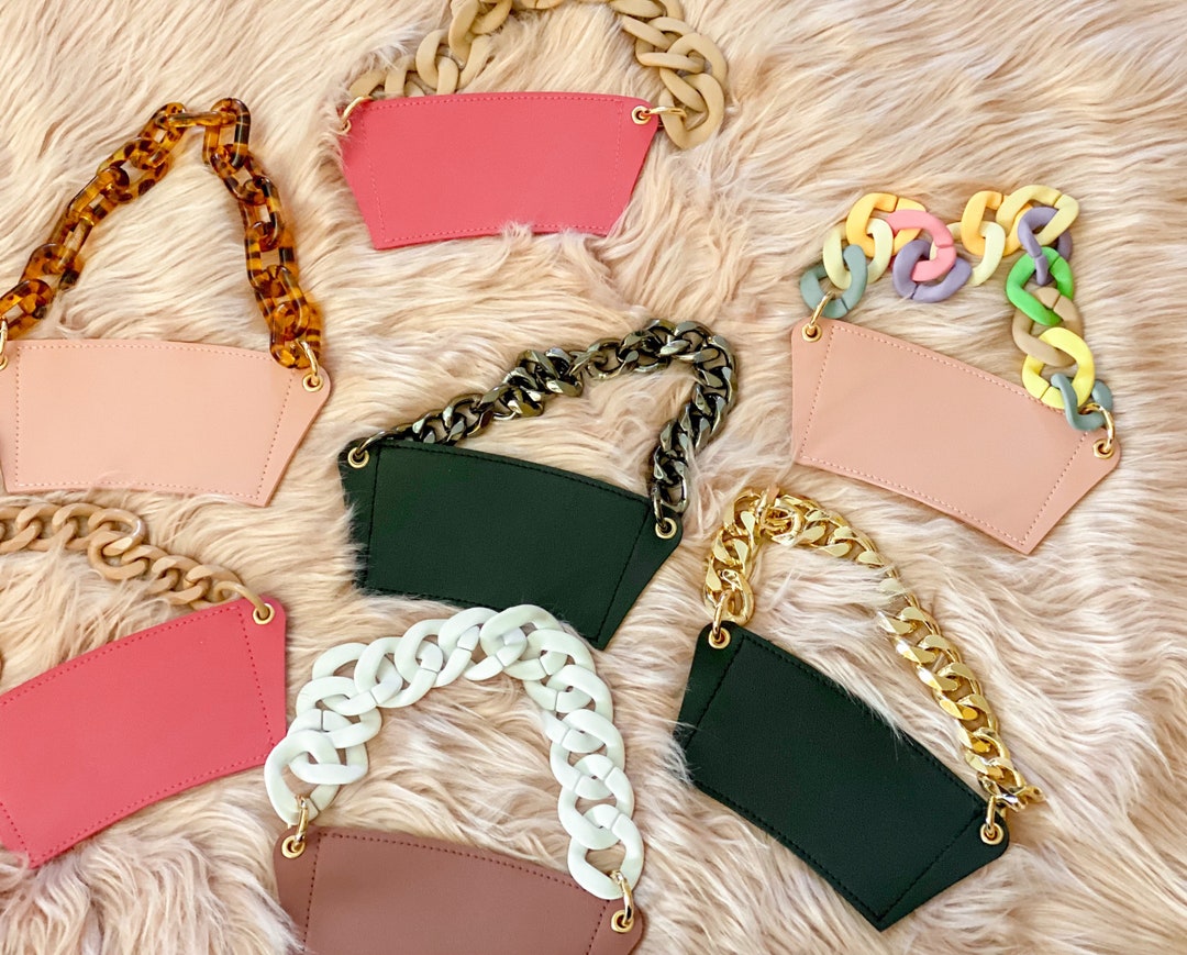 Coffee Purse// Cup Holder// Coffee Leather Holder and Chain// Etsy