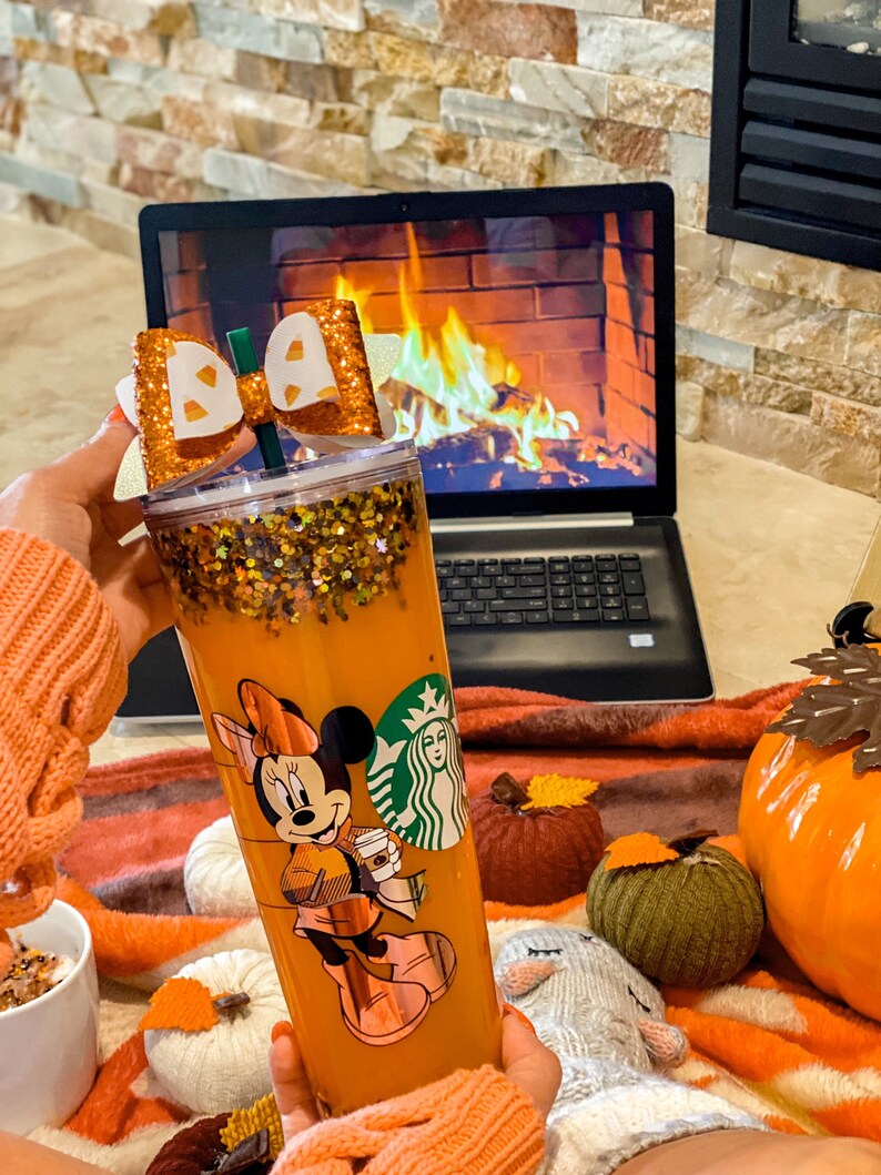 Customized Starbucks snowglobe tumbler// Disney inspired Etsy