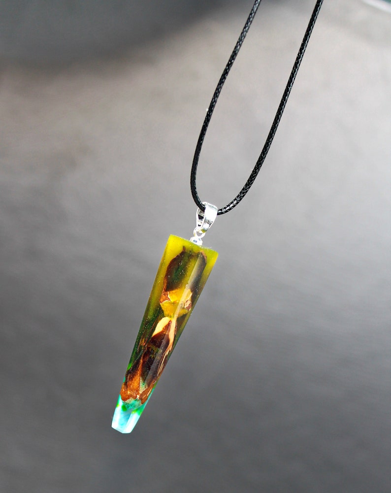 Pine Cone In Epoxy Resin Pendant In Boho Style Wood and Resin Etsy