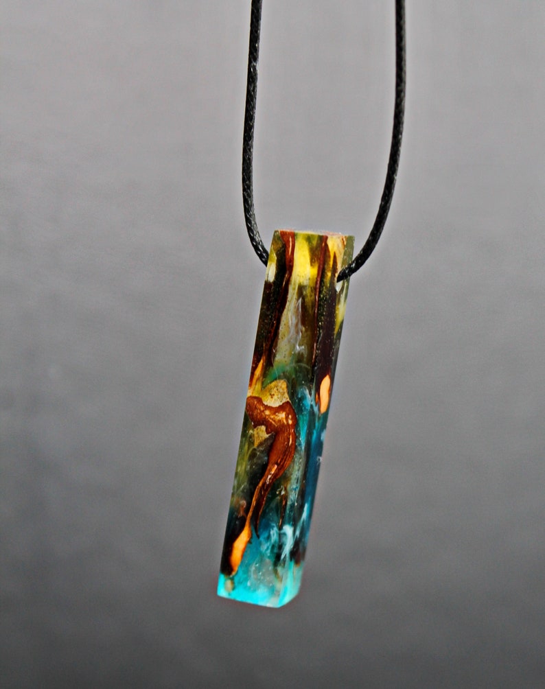 Pine Cone in Epoxy Resin Pendant in Boho StyleHandmade Wood Etsy