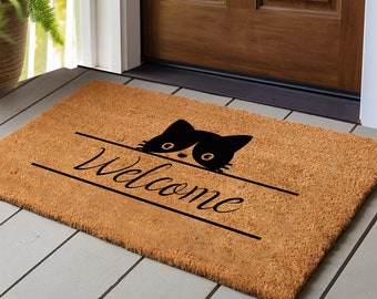 Cute Cat Door Mat |  Personalized Cat mat, Custom doormat for cat lovers with Welcome word| Best gift for cats lovers