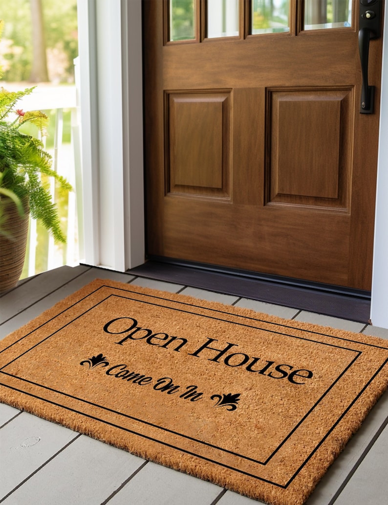 Open House Doormat, Personalized Natural Coir Welcome Mat, Realtor Gift, Real Estate Housewarming Present, Indoor Outdoor Rug Bild 2