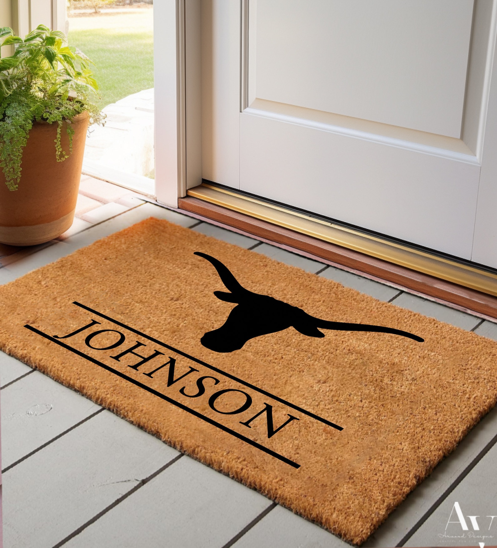 Personalized Longhorn Doormat - Medium - 18"X30"