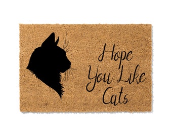 Cat Doormat , Custom kitty Doormat, Custom Handmade Cat Mat, Ideas Welcome Cat Gift for Cat Owner Love Cats