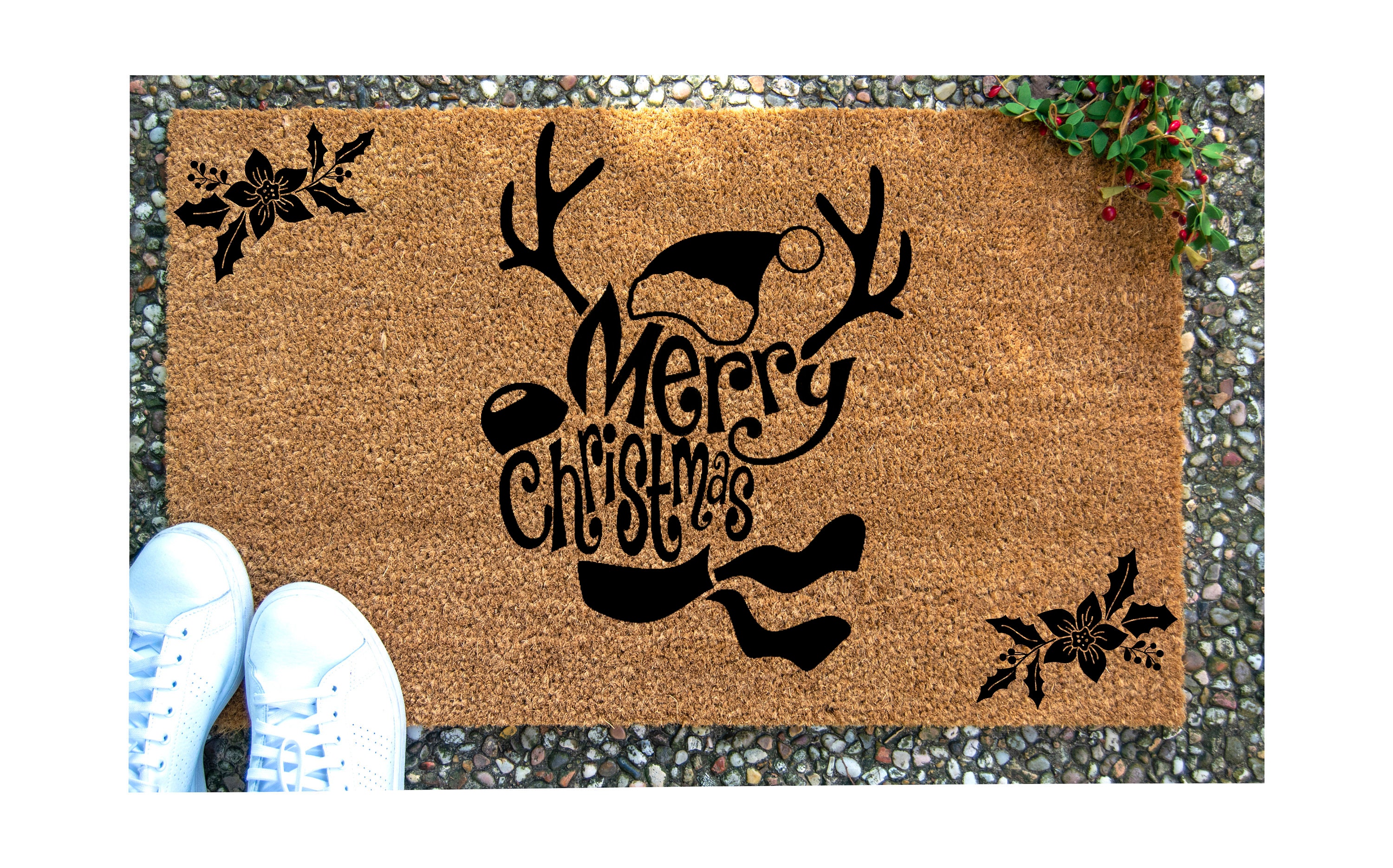Christmas Decor Holiday Door Mat Merry Christmas doormat Etsy