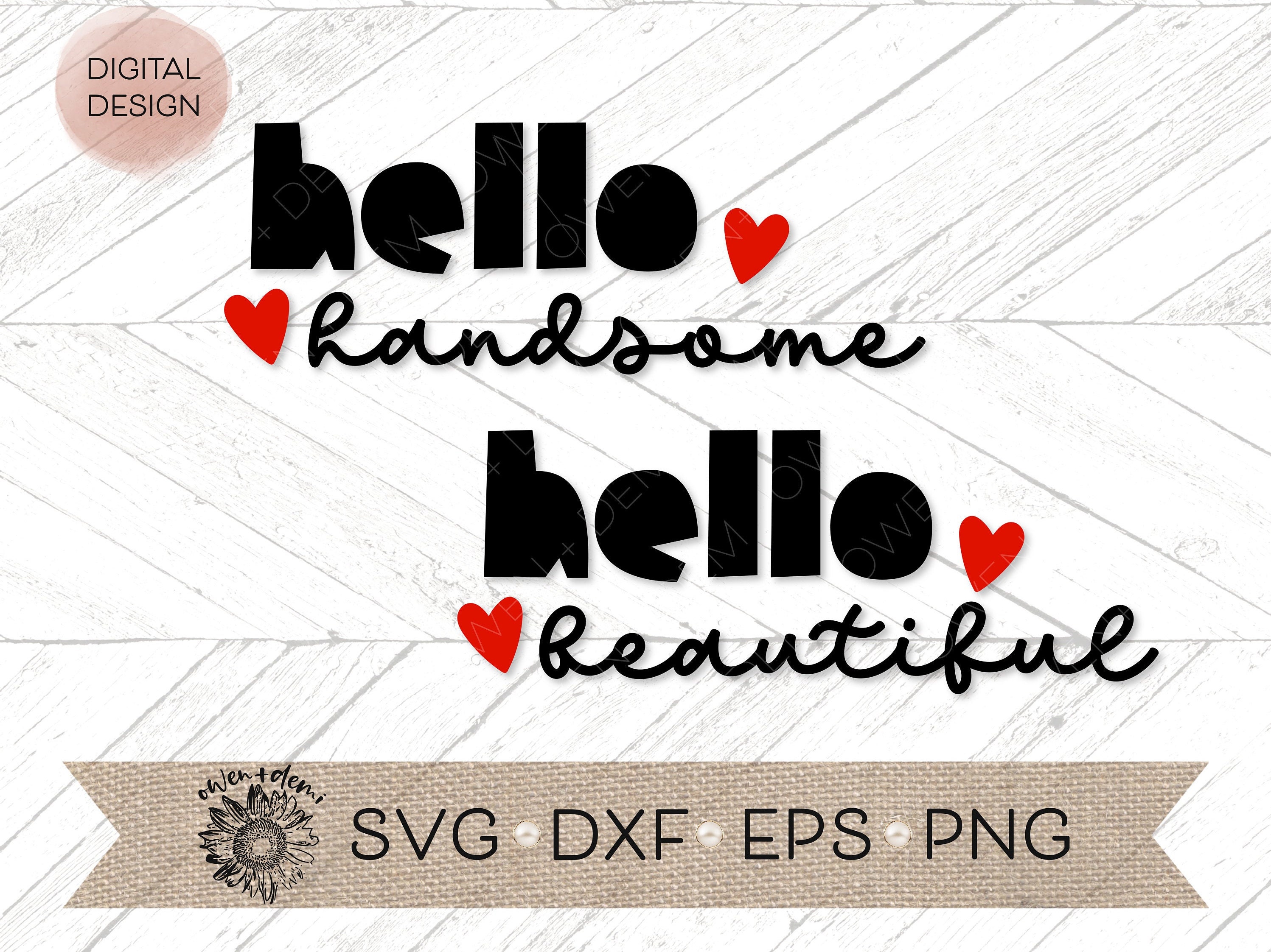 Hello Beautiful and Handsome Quirky SVG Valentine SVG - Etsy