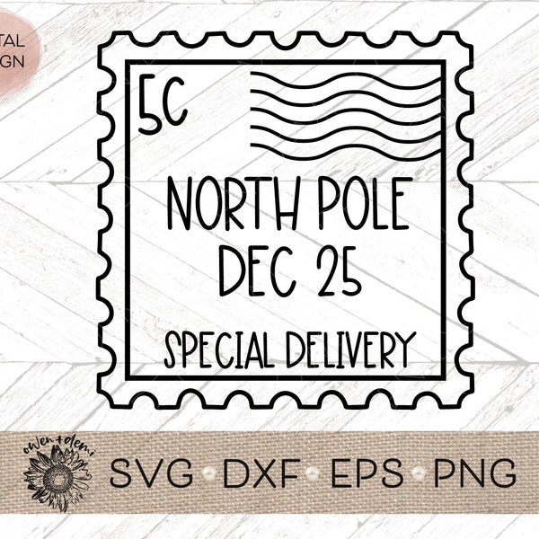 North Pole stamp svg - Christmas SVG - Christmas Cut File