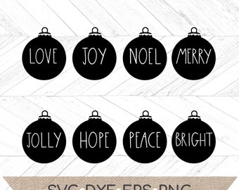 Ornament Bundle SVG - peace svg - love svg -  merry Svg - bright- ornaments Svg - Christmas svg - Christmas clip art