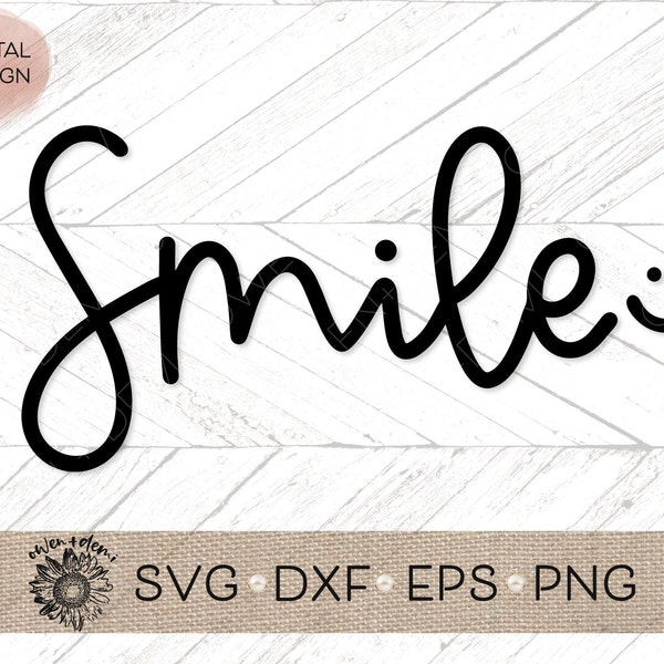 Smile SVG  - Hand Lettered smile SVG - smile cricut cut file - smile silhouette cut file - smile png - hand lettered clip art