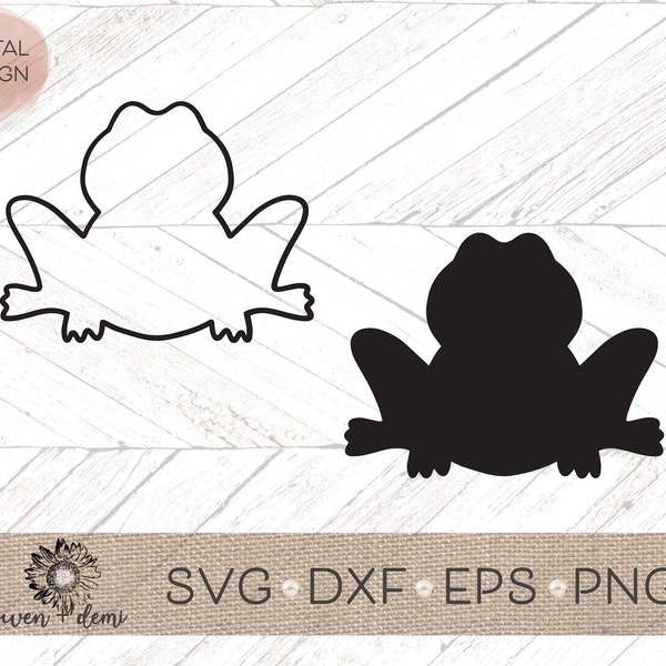 Frog Silhouette svg  - Frog Outline svg - frog svg - simple frog svg - Frog clip art - Frog DXF