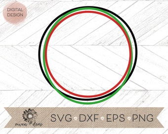 Christmas Sketch Circle SVG - red green black circle SVG - layered circle svg - three color circle svg | Christmas clipart