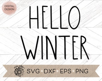 Hello Winter svg - Season word SVG - Hand Lettered Hello