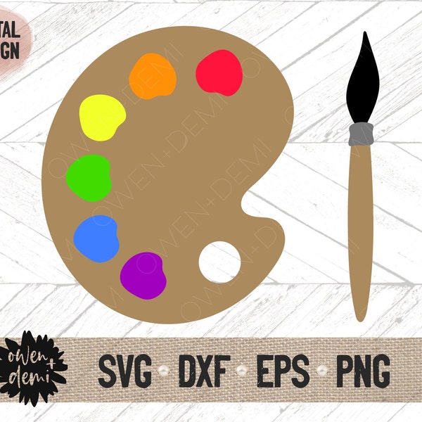 Paint Palette SVG -  colorful Paint Palette clip art - Paint brush svg for cricut - Paint brush svg for Silhouette - paint clip art