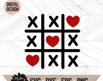 Valentine TIC TAC TOE  svg - valentine  tic tac toe dxf, eps, png - Valentine cricut cut file  - Valentine Silhouette cut file