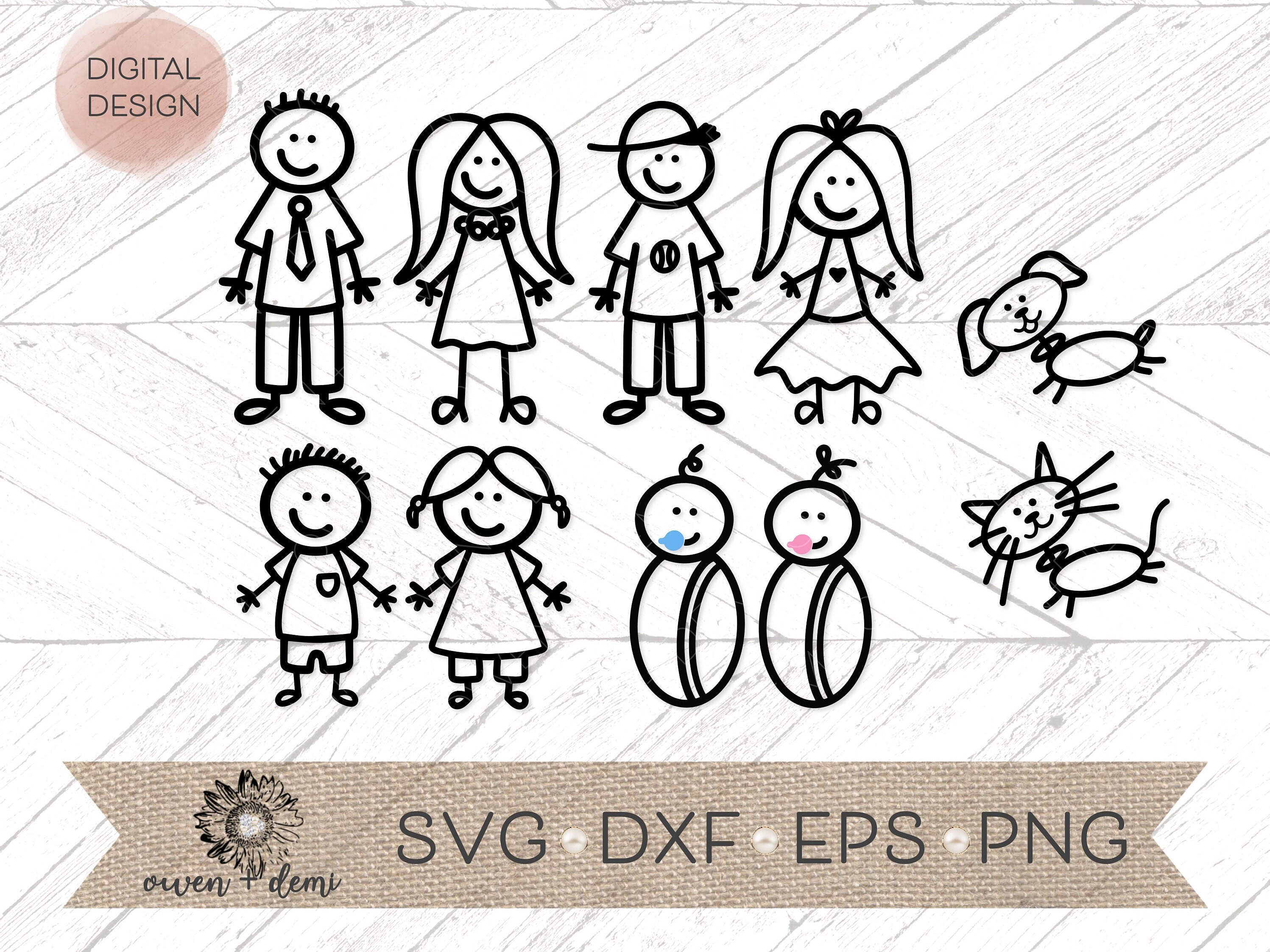 Stick Figure Family Svg Stick Family Svg Dxf Png Eps - Etsy Canada