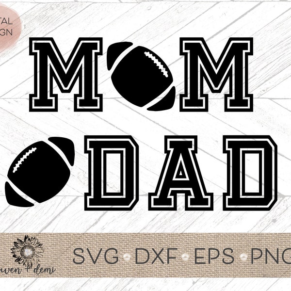 Mom Football svg - Dad Football svg - Mom and Dad Football cutfile - Football Cricut cut file - Football Silhouette cutfile - football svg