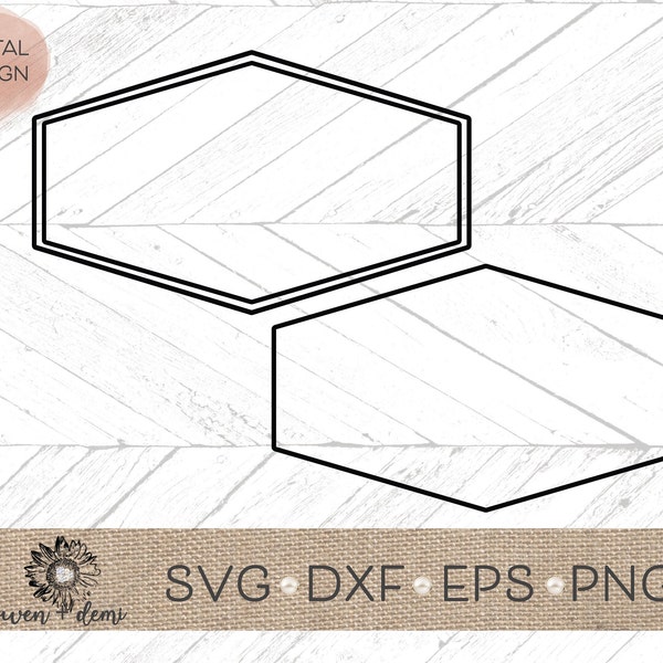 Long Hexagon border svg - Hexagon lined frame svg - sign border svg - geometric frame svg - geometric border svg - frame svg