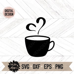 Mug svg - Mug with heart steam svg - Coffee svg - coffee svg for cricut - coffee svg for silhouette - coffee Cut file - coffee clip art