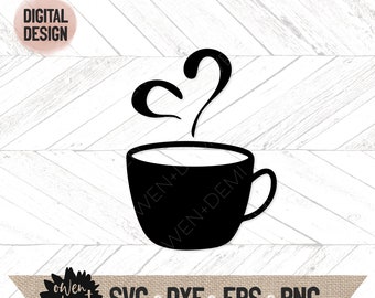 Mug svg - Mug with heart steam svg - Coffee svg - coffee svg for cricut - coffee svg for silhouette - coffee Cut file - coffee clip art